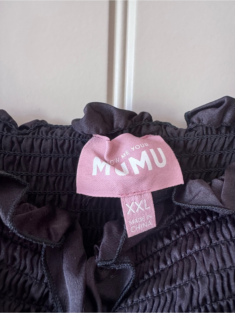 Show Me Your Mumu Stella Black Ruffled Smocked Midi Dress with Tie Straps XXL - Picture 3 of 5